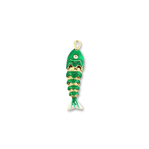 Eco-brass&reg; nachhaltiges Messing Anh&auml;nger Fish Gold-green-white
