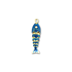Eco-brass&reg; nachhaltiges Messing Anh&auml;nger Fish Gold-dark blue-white