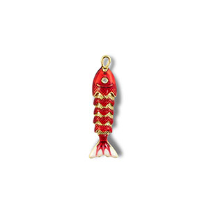 Eco-brass&reg; nachhaltiges Messing Anh&auml;nger Fish Gold-red-white