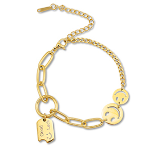 Stainless Steel - Rostfrei Stahl Armb&auml;nder Smiley Gold