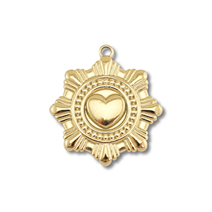 Anh&auml;nger aus Stainless Steel - Rostfreiem Stahl Flower with Heart Gold