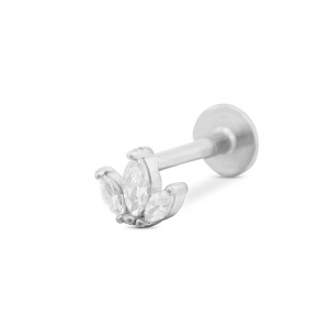 Stainless Steel - Rostfrei Stahl Ohrpiercing Leaf Silver