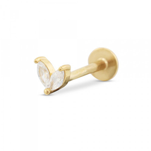 Stainless Steel - Rostfrei Stahl Ohrpiercing Leaf Gold