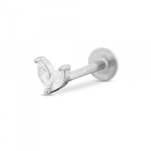 Stainless Steel - Rostfrei Stahl Ohrpiercing Leaf Silver