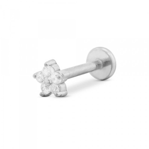 Stainless Steel - Rostfrei Stahl Ohrpiercing Flower Silver