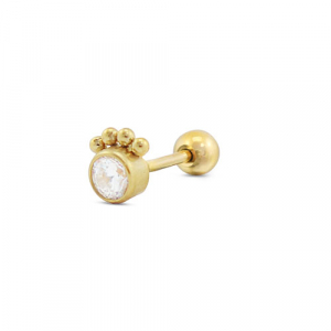 Stainless Steel - Rostfrei Stahl Ohrpiercing Round with Spheres Gold