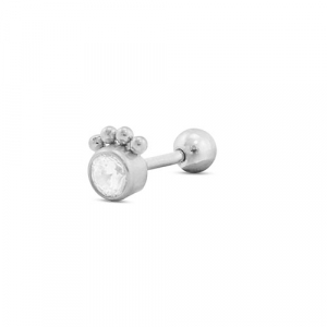 Stainless Steel - Rostfrei Stahl Ohrpiercing Round with Spheres Silver