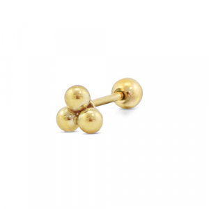 Stainless Steel - Rostfrei Stahl Ohrpiercing with Spheres Gold