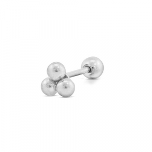 Stainless Steel - Rostfrei Stahl Ohrpiercing with Spheres Silver