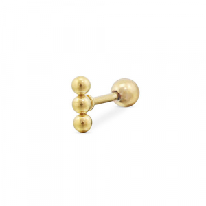 Stainless Steel - Rostfrei Stahl Ohrpiercing with Spheres Gold