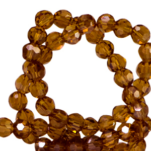 Facetten Top Glas Perlen rund 4mm Russet brown-pearl shine coating