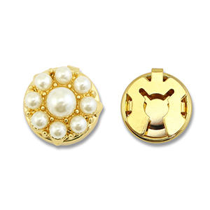 Eco-brass&reg; nachhaltiges Messing Knopfabdeckung Perlen Gold-white