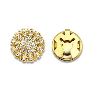 Eco-brass&reg; nachhaltiges Messing Knopfabdeckung Zirkonia Sun Gold-crystal