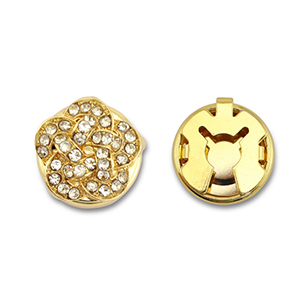 Eco-brass&reg; nachhaltiges Messing Knopfabdeckung Zirkonia Flower Gold-crystal