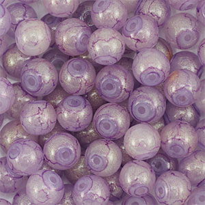 Glas Perlen mit Glitzer 8 mm Purple-gold