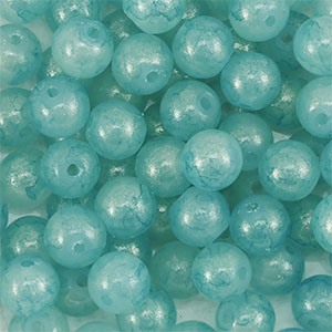 Glas Perlen mit Glitzer 8 mm Turquoise blue-gold
