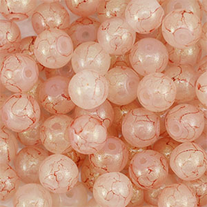 Glas Perlen mit Glitzer 8 mm Dusty pink-gold