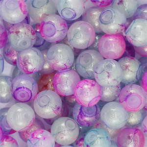 Glas Perlen mit Glitzer 6 mm Multicolour purple-gold