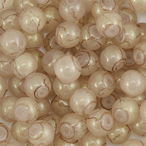Glas Perlen mit Glitzer 4 mm Beige-gold