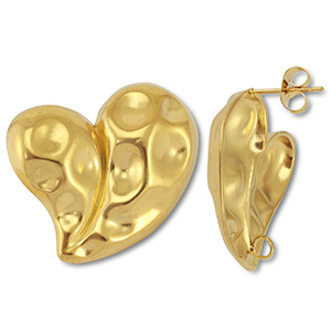 Zubeh&ouml;r aus Stainless Steel - Rostfreiem Stahl Ohrringe / Ohrstecker Heart with Loop Gold