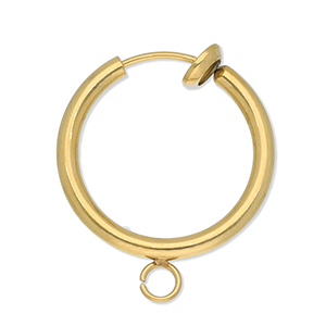 Zubeh&ouml;r aus Stainless Steel - Rostfreiem Stahl Clip-Creolen mit &Ouml;se 18mm Gold