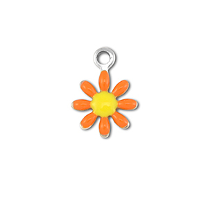 Anh&auml;nger aus Stainless Steel - Rostfreiem Stahl Flower Silver-orange-yellow