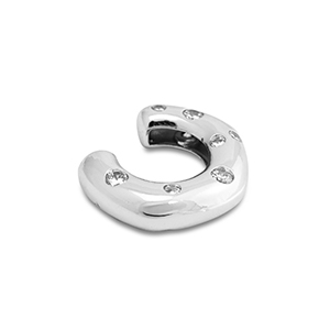 Stainless Steel - Rostfrei Stahl Ohrringe Ear Cuff mit Zirkonia Silver-crystal