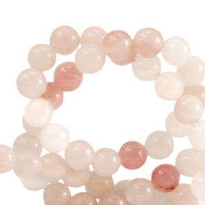 Perlen Naturstein Quarz 6mm Peachy-off white