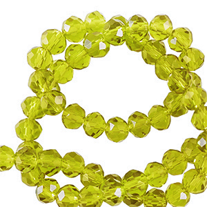 Facetten Top Glas Perlen 3x2mm Rondellen Dark lime green