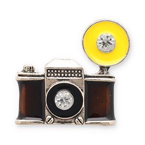 Broschen Photocamera Light champagne-brown-yellow-transparent