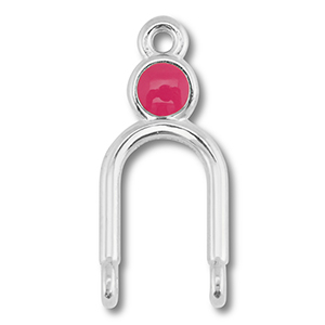 Anh&auml;nger Metall DQ Zwischenst&uuml;ck Antik silber (Nickelfrei)-magenta
