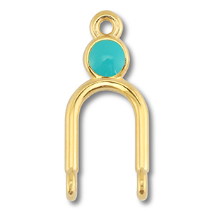 Anh&auml;nger Metall DQ Zwischenst&uuml;ck Gold (Nickelfrei)-turquoise blue