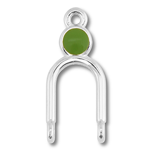 Anh&auml;nger Metall DQ Zwischenst&uuml;ck Antik silber (Nickelfrei)-olive green