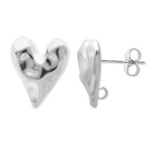 Zubeh&ouml;r aus Stainless Steel - Rostfreiem Stahl Ohrringe / Ohrstecker Heart with Loop Silver