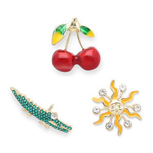 Anstecker Cherries / Crocodile / Sun Gold-green-red-yellow