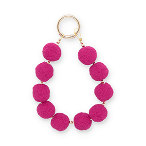 Schl&uuml;sselanh&auml;nger Pompom Magenta pink-gold