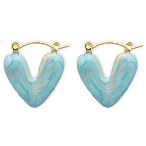 Stainless Steel - Rostfrei Stahl Ohrringe Creolen Heart Gold-light blue