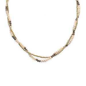 Stainless Steel - Rostfrei Stahl Kette Facetten Top Glas Perlen Gold-beige-brown