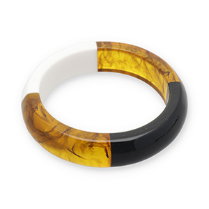 Armb&auml;nder Bangle aus Resin Transparent amber brown-white