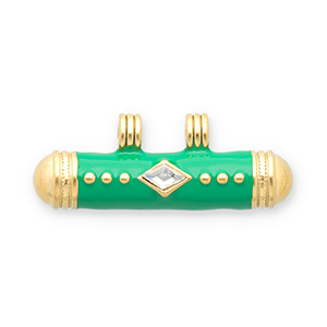 Message Beads Anh&auml;nger aus Stainless Steel - Rostfreiem Stahl Gold-green-transparent