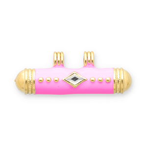Message Beads Anh&auml;nger aus Stainless Steel - Rostfreiem Stahl Gold-pink-transparent