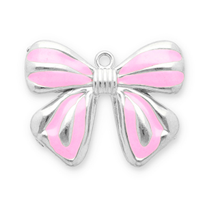 Anh&auml;nger aus Stainless Steel - Rostfreiem Stahl Bow Silver-pink