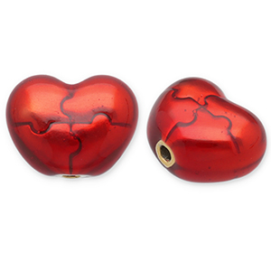 Perlen aus Stainless Steel - Rostfreiem Stahl Heart Gold-red