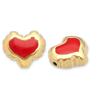 Perlen aus Stainless Steel - Rostfreiem Stahl Heart Gold-red