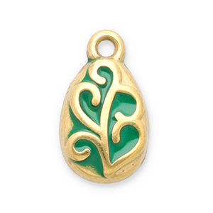 Anh&auml;nger aus Stainless Steel - Rostfreiem Stahl Leaf Gold-green