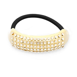 Haarschmuck Haargummi mit Metall with Strass Gold-black-transparent