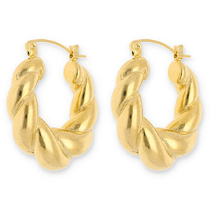 Stainless Steel - Rostfrei Stahl Ohrringe / Creolen Twisted Gold