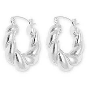 Stainless Steel - Rostfrei Stahl Ohrringe / Creolen Twisted Silver