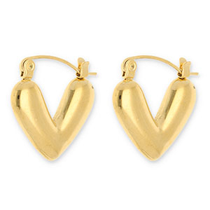 Stainless Steel - Rostfrei Stahl Ohrringe / Creolen Heart Gold
