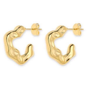 Stainless Steel - Rostfrei Stahl Ohrringe / Ohrstecker Irregular Gold